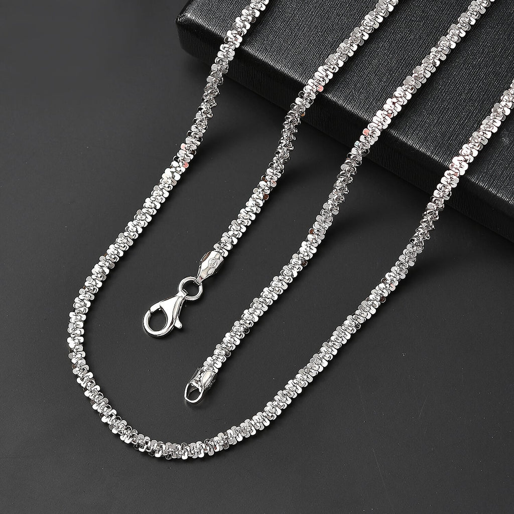 Closeout Deal - Rhodium Overlay Sterling Silver Necklace (Size - 30) with Lobster Clasp, Silver Wt. 18.54 Gms.