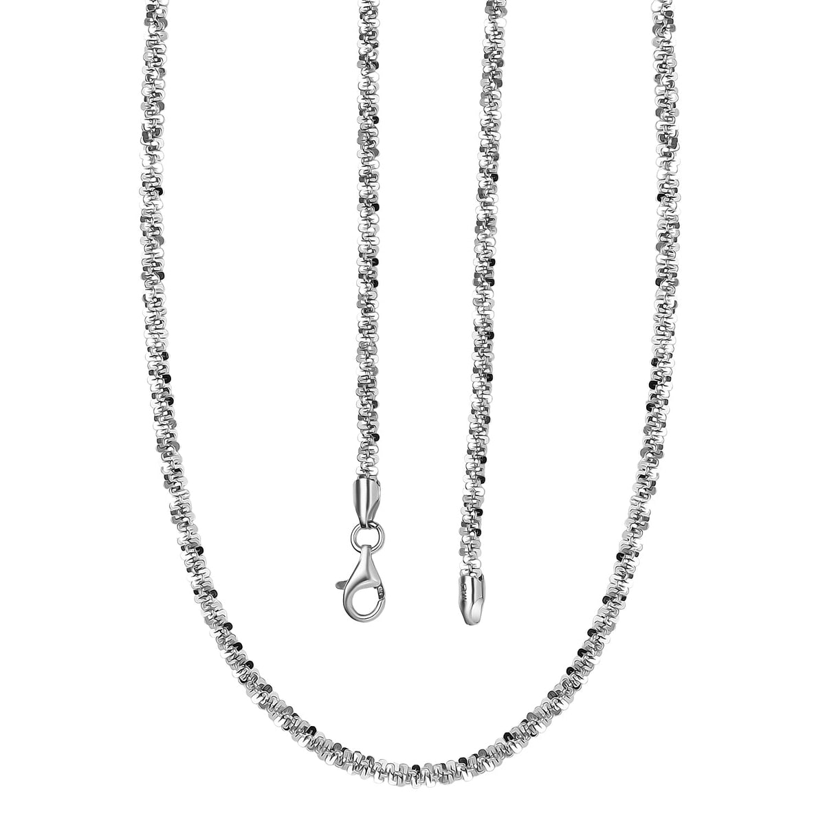 Closeout Deal - Rhodium Overlay Sterling Silver 2.6MM Rock Chain Necklace (Size - 30) with Lobster Clasp 8183883 7