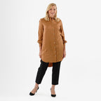Closeout Deal- Stylish Longline Button-Down Shirt (Size 10) - Mustard Yellow