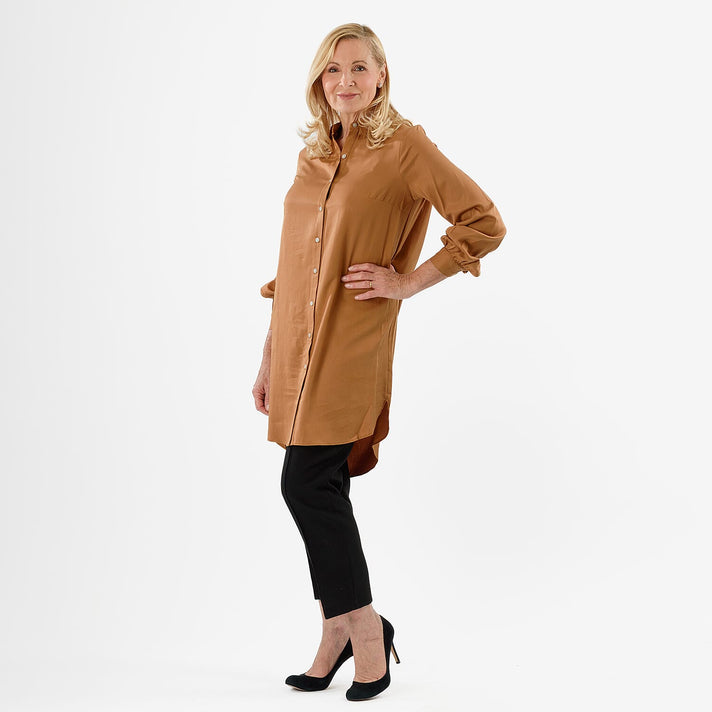 Closeout Deal- Stylish Longline Button-Down Shirt (Size 10) - Mustard Yellow 8283978 2
