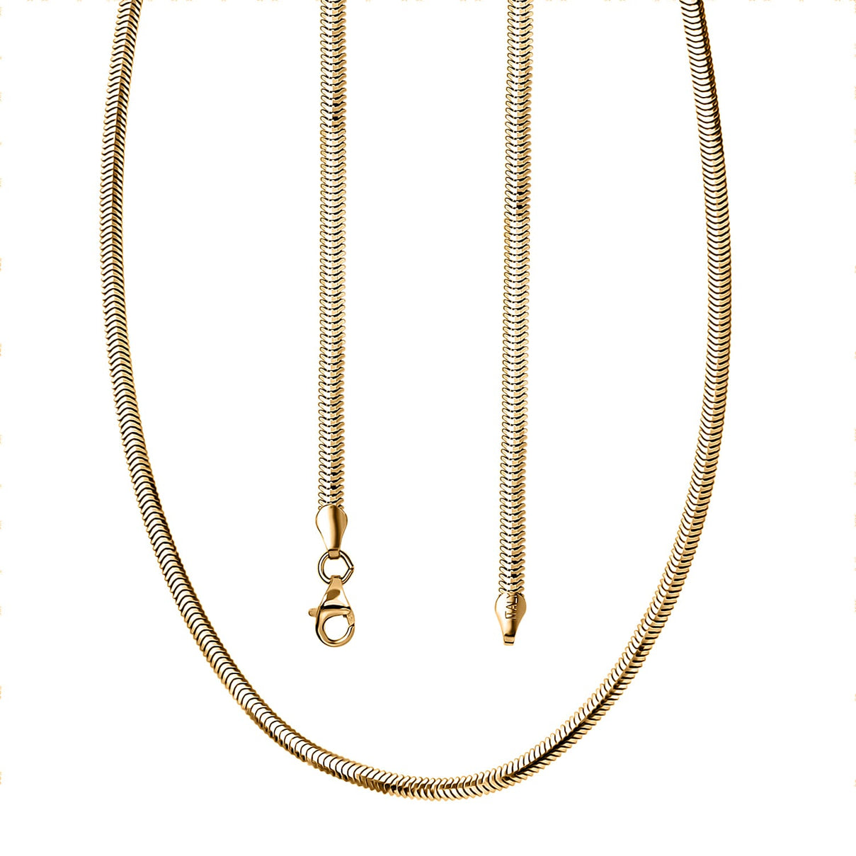 Sterling Silver 3MM Dragon Tail Chain Necklace with Lobster Clasp in Yellow Gold Plating 20 Inches 8183812 4