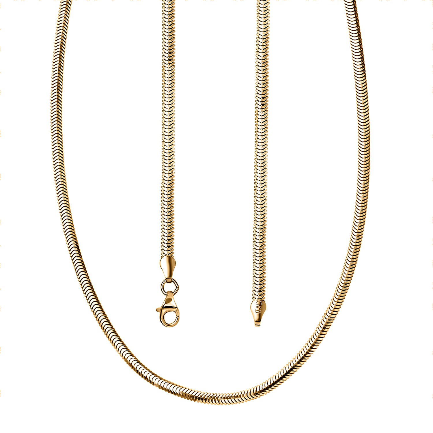 Sterling Silver 3MM Dragon Tail Chain Necklace with Lobster Clasp in Yellow Gold Plating 20 Inches 8183812 4
