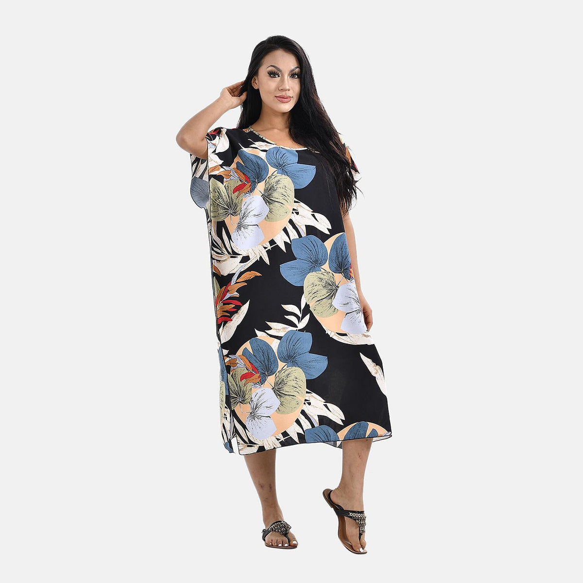 Closeout Deal Printed Maxi Kaftan Dress 7504587 0
