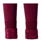 Closeout Deal Thermal Super Soft Feel Faux Fur Lined Cuffed Legging (Size 3XL-4XL) - Wine