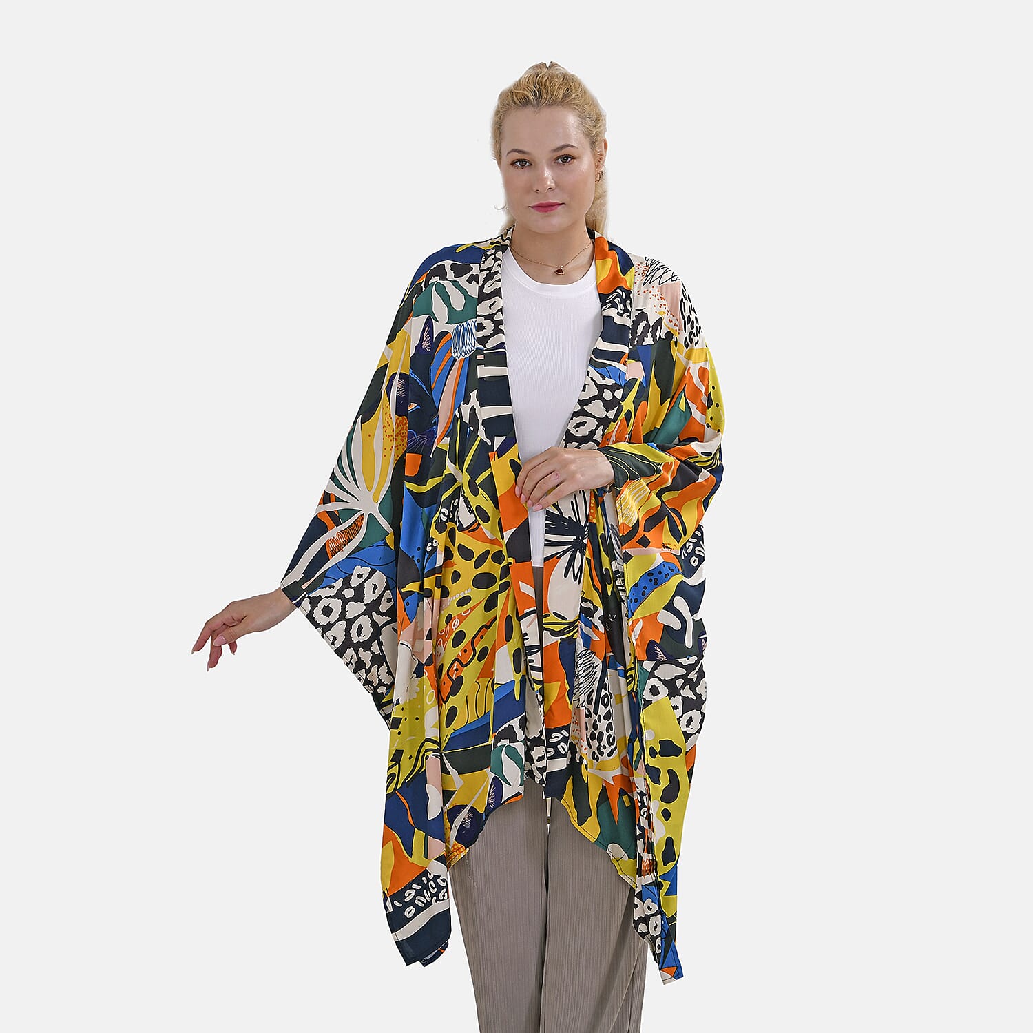 Closeout Deal Exclusive Multi Pattern Printed Kimono (One Size) - Black 7781391 3