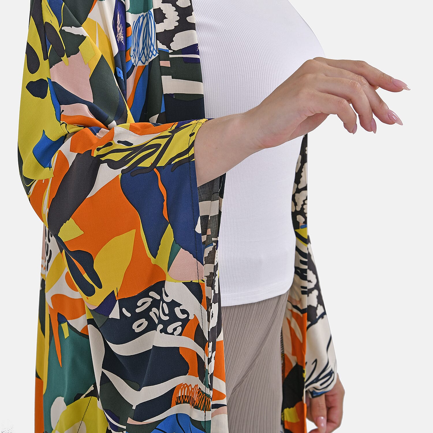 Closeout Deal Exclusive Multi Pattern Printed Kimono (One Size) - Black 7781391 4