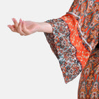 Closeout Deal 100% Viscose Printed Long Kimono with Waist Belt (One Size) - Red