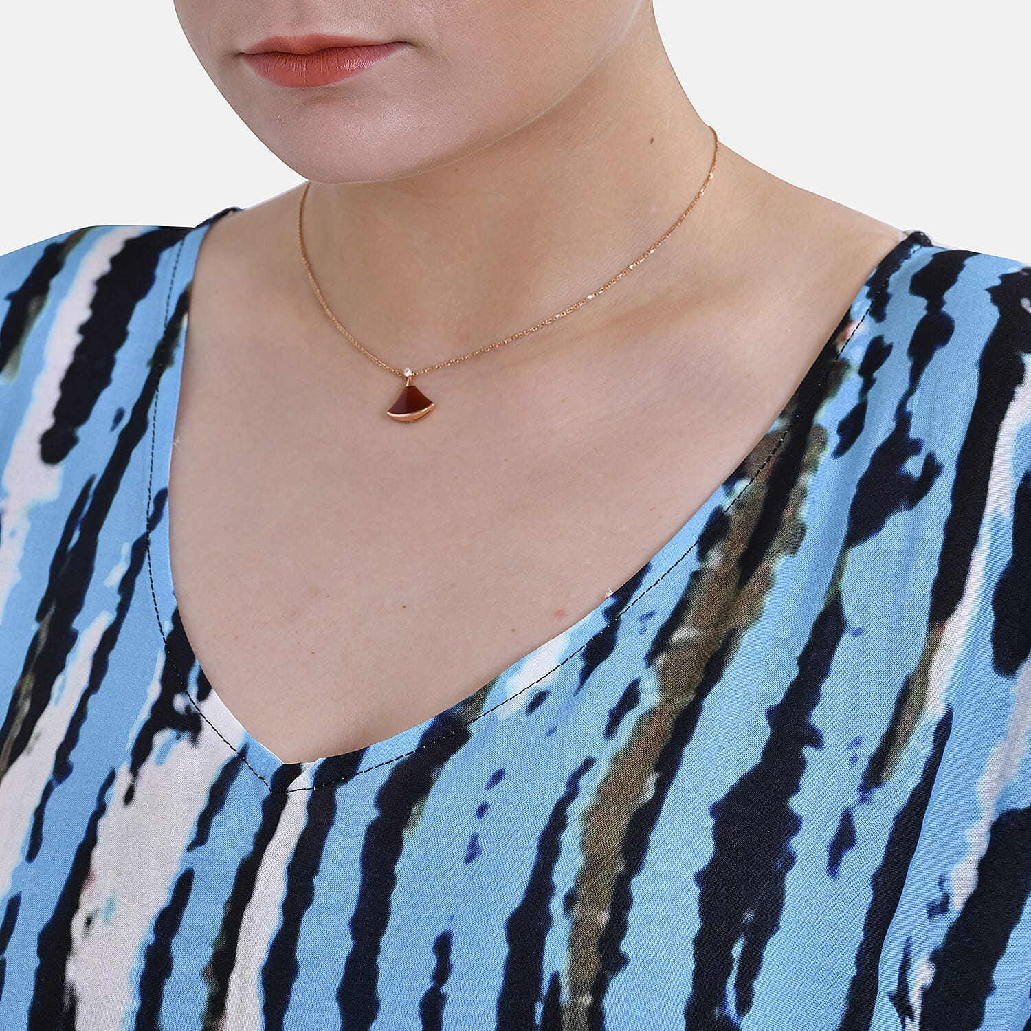 V-Neck Tie-Dye Stripe Pattern-Mid-Sleeve Dress 7780730 5