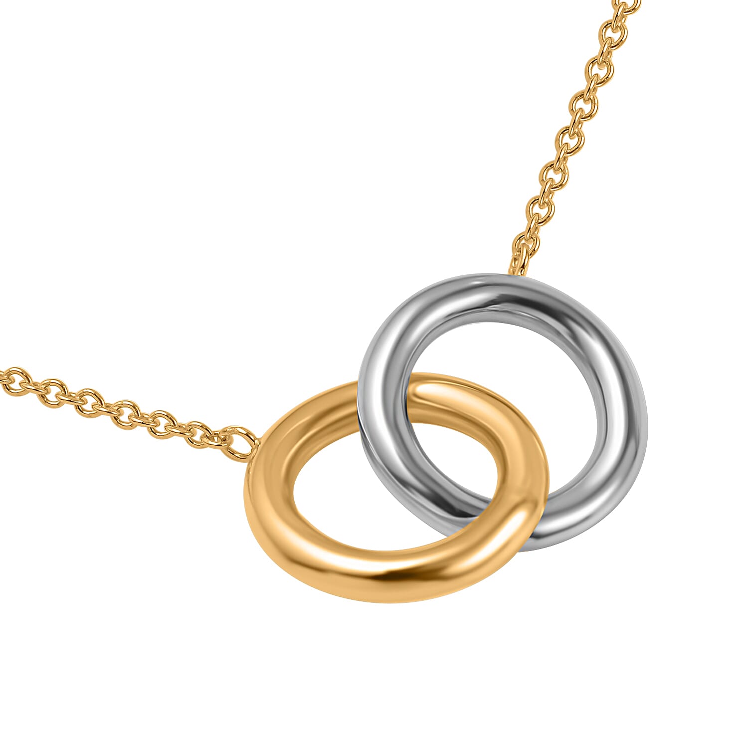 Closeout Designer -9K Yellow &amp; White Gold Linked Rings Adjustable Necklace (Size - 17-18) 7682480 3