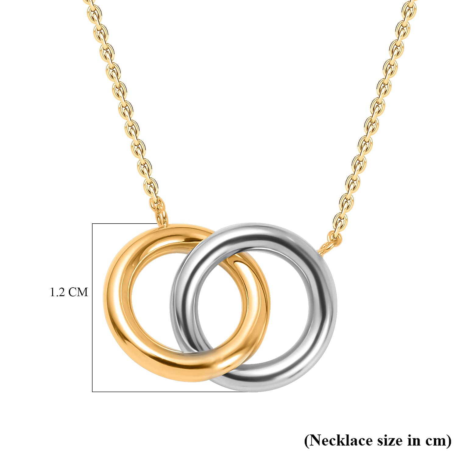 Closeout Designer -9K Yellow &amp; White Gold Linked Rings Adjustable Necklace (Size - 17-18) 7682480 4