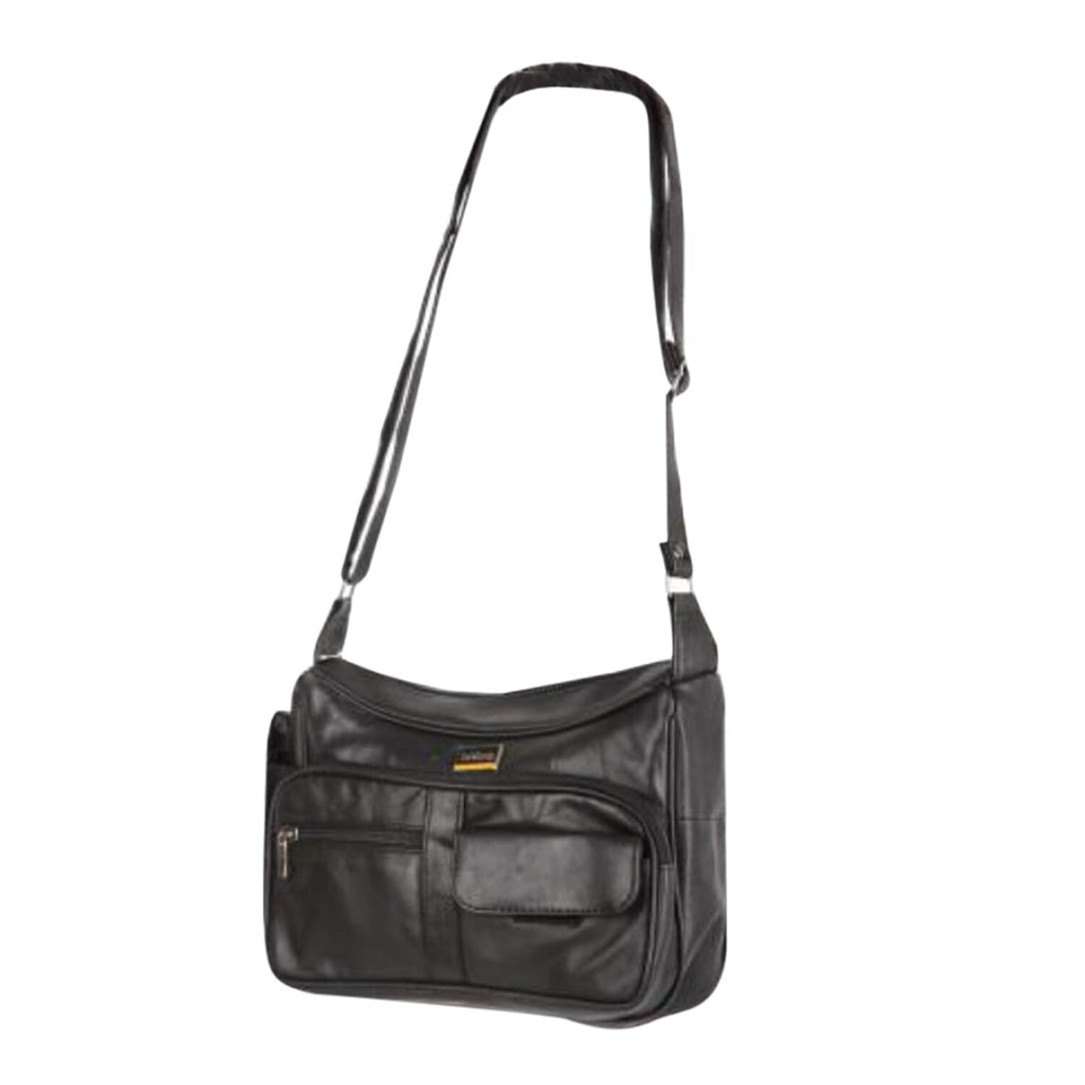 Le Monde Genuine Leather Crossbody Bag with Front Flap Pocket - Black 7658214 0
