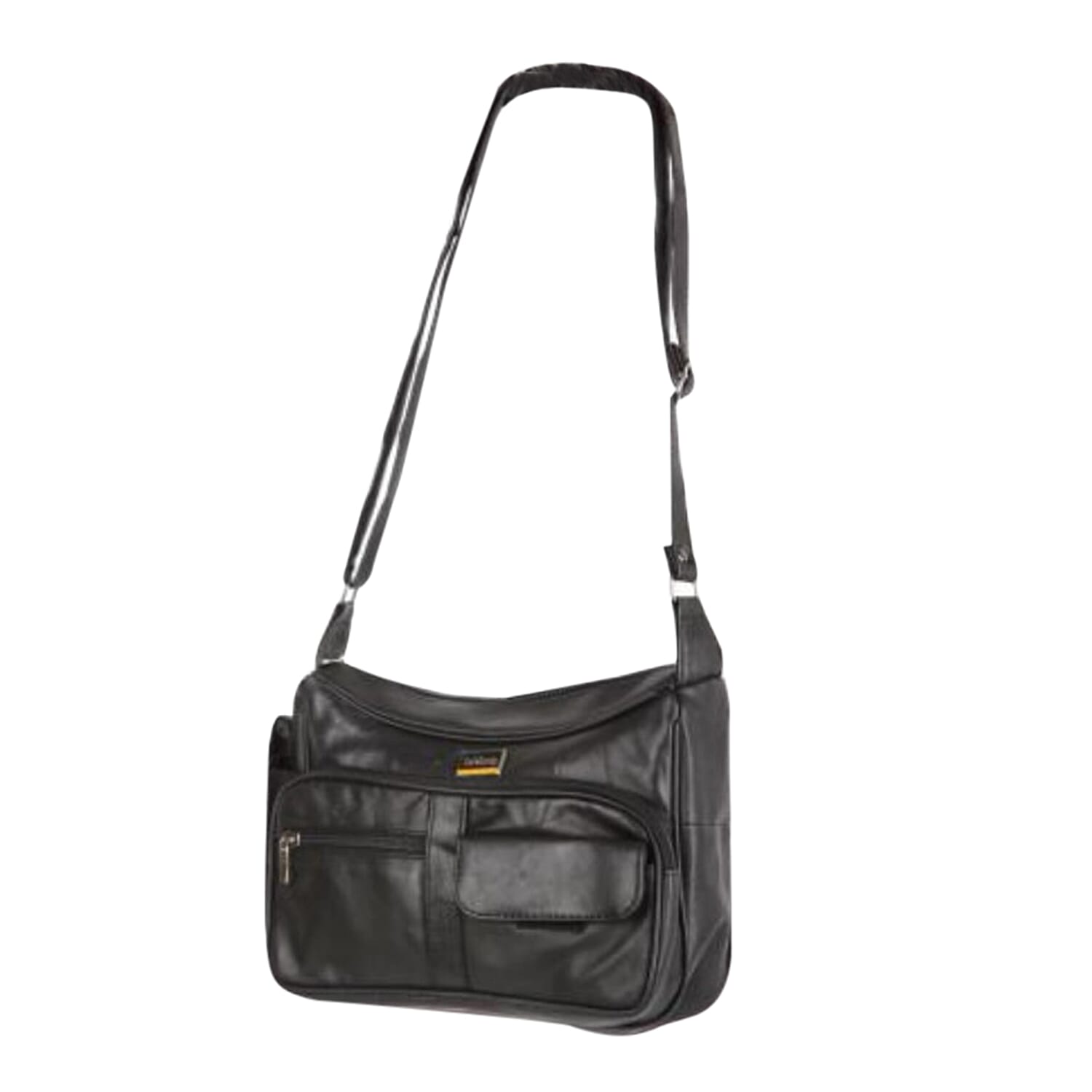 Le Monde Genuine Leather Crossbody Bag with Front Flap Pocket - Black 7658214 0