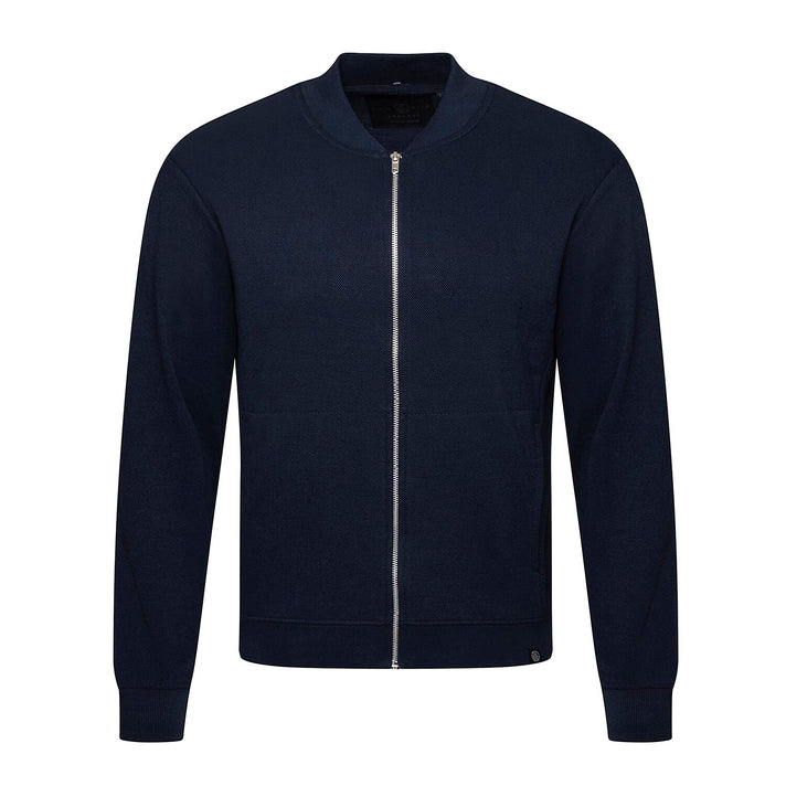 Closeout- Soulstar Knitted Textured Layering Full-Zip Jacket (Size M) - Navy 8341092 1