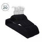 Velvet Non Slip Hangers Pack of 20 - Black