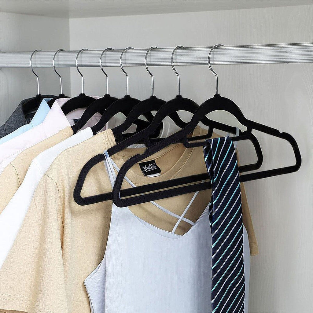 Velvet Non Slip Hangers Pack of 20 - Black