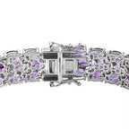 Amethyst Cluster Bracelet (Size - 7.5) in Platinum Overlay Sterling Silver 33.98 Ct, Silver Wt. 24.70 Gms