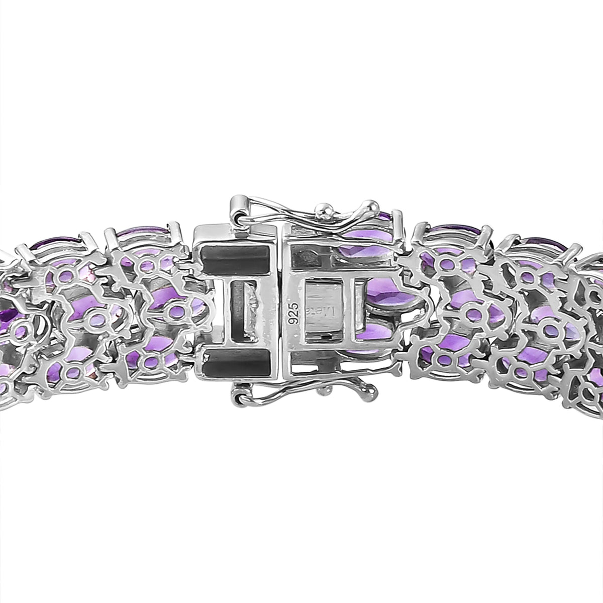 Cluster Amethyst Bracelet Size 7.5  in Platinum Plated Sterling Silver 33.98 Ct, Silver Wt. 24.80 Gms 7581930 4