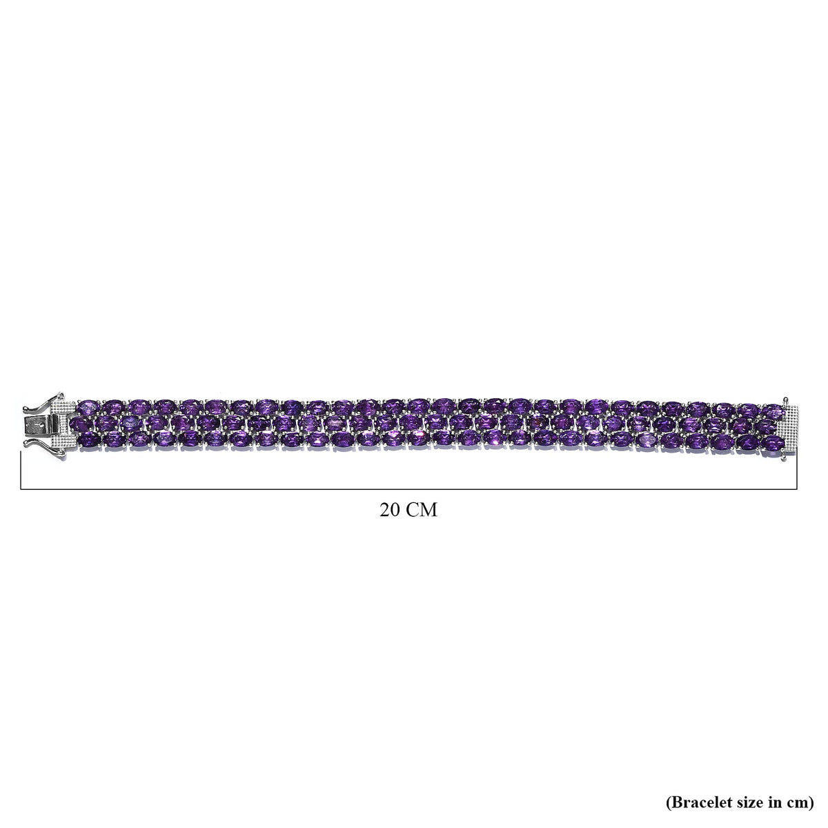 Cluster Amethyst Bracelet Size 7.5  in Platinum Plated Sterling Silver 33.98 Ct, Silver Wt. 24.80 Gms 7581930 5