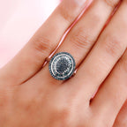 Blue Diamond Cluster Ring in Platinum Overlay Sterling Silver 1.00 Ct.
