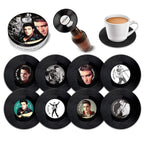 Set of 8 Elvis Presley Music Disc Coasters) - Black