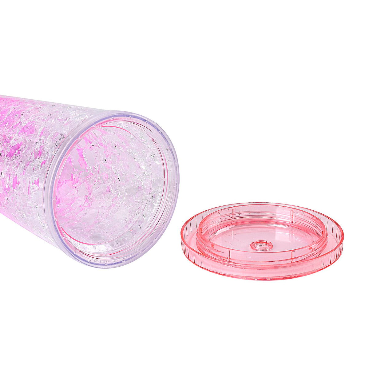Double Wall Ice Crack Tumbler with Lid and Straw 600ml - Pink 7724112 5