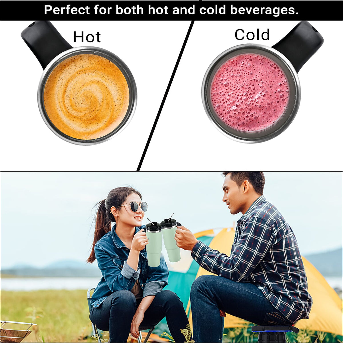 Hot or Cold Insulated Mug with Lid and Stainless Steel Straw - Green 7674636 9