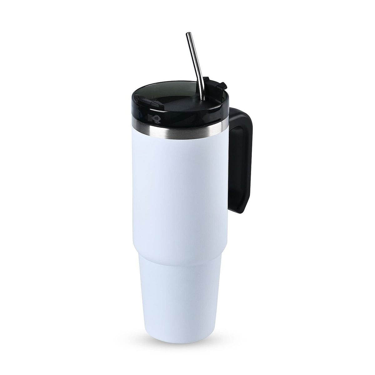 Hot or Cold Insulated Mug with Lid and Stainless Steel Straw - White 7674637 0