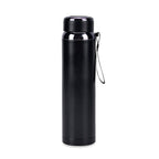 Double Wall Thermos Cup with Stainless Steel Filter and Lanyard 1000ml - Black