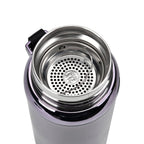 Double Wall Thermos Cup with Stainless Steel Filter and Lanyard 1000ml - Black