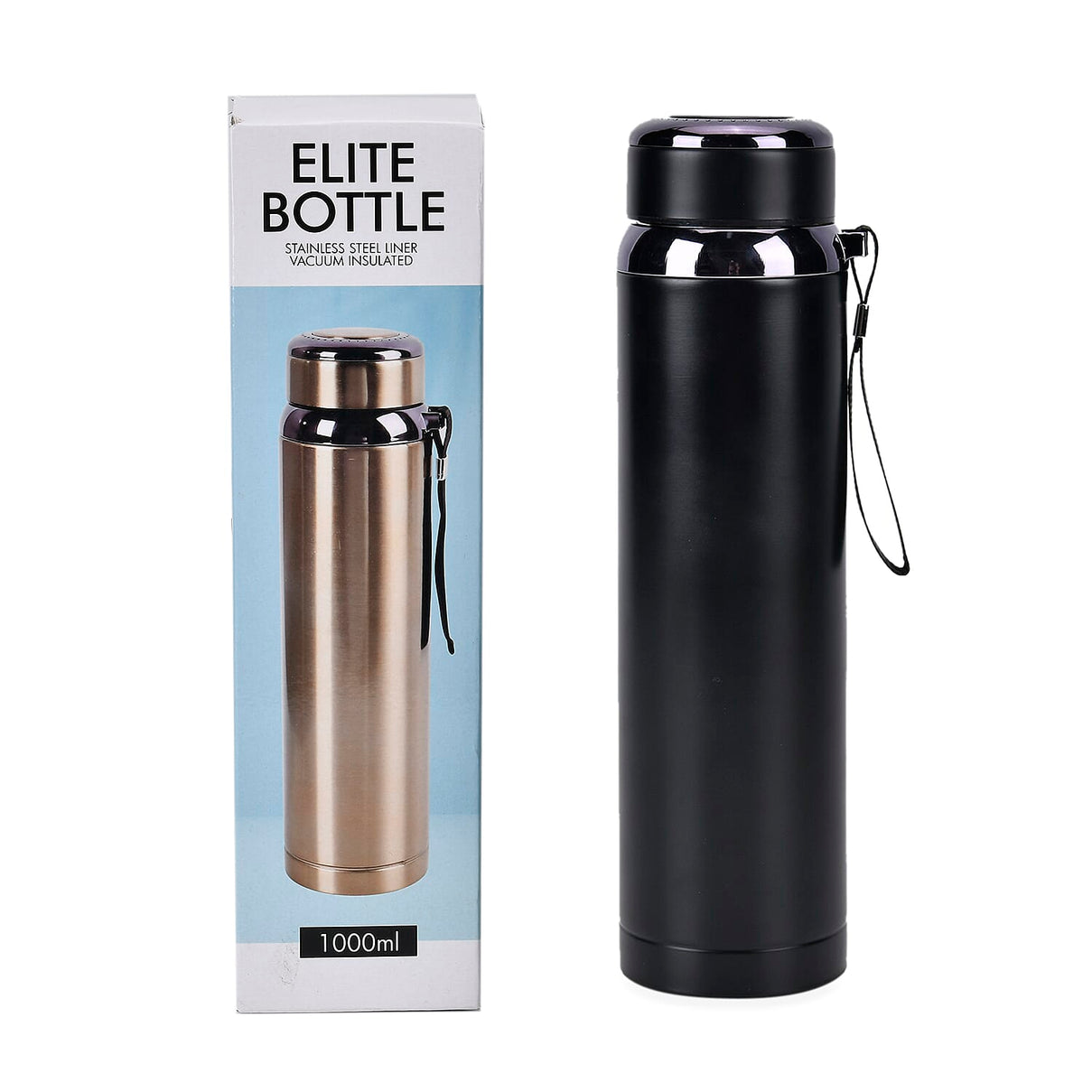 Double Wall Thermos Cup with Stainless Steel Filter and Lanyard 1000ml - Black 7724120 6