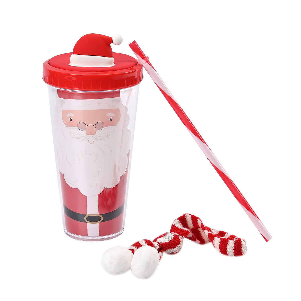 Set of 2 Christmas Mugs with Lids and Straws 7617414 3