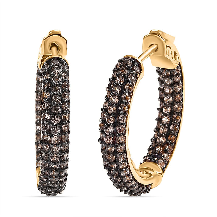 Coffee Zircon Earring in 18K Vermeil Yellow Gold Sterling Silver 3.88 Ct. 7857464 1