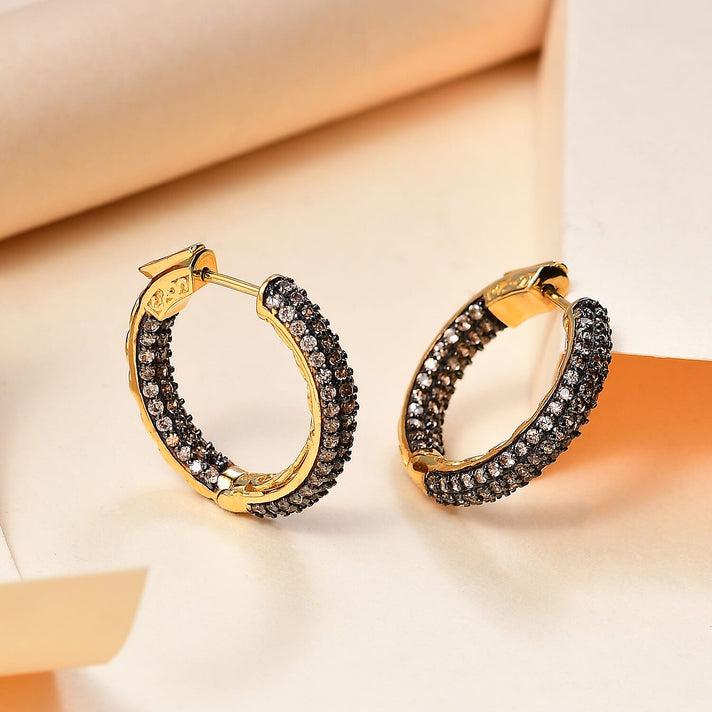 Coffee Zircon Earring in 18K Vermeil Yellow Gold Sterling Silver 3.88 Ct. 7857464 2