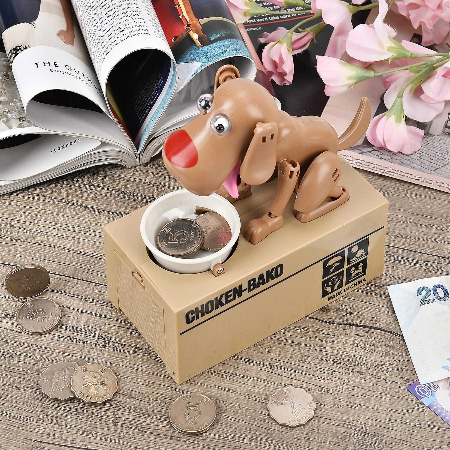 Choken Bako Dog Piggy Bank- Coffee &amp; Black 7697931 2