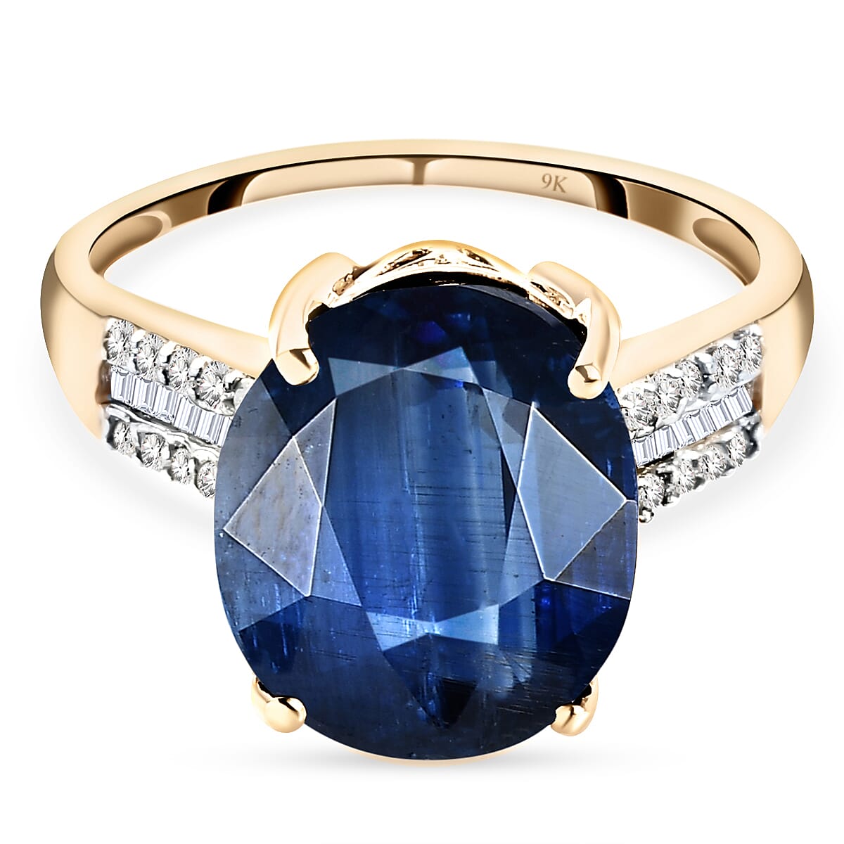 Collectors Dream - 9K Yellow Gold Kashmir Kyanite and Diamond Ring 6.18 Ct. 8728430 0