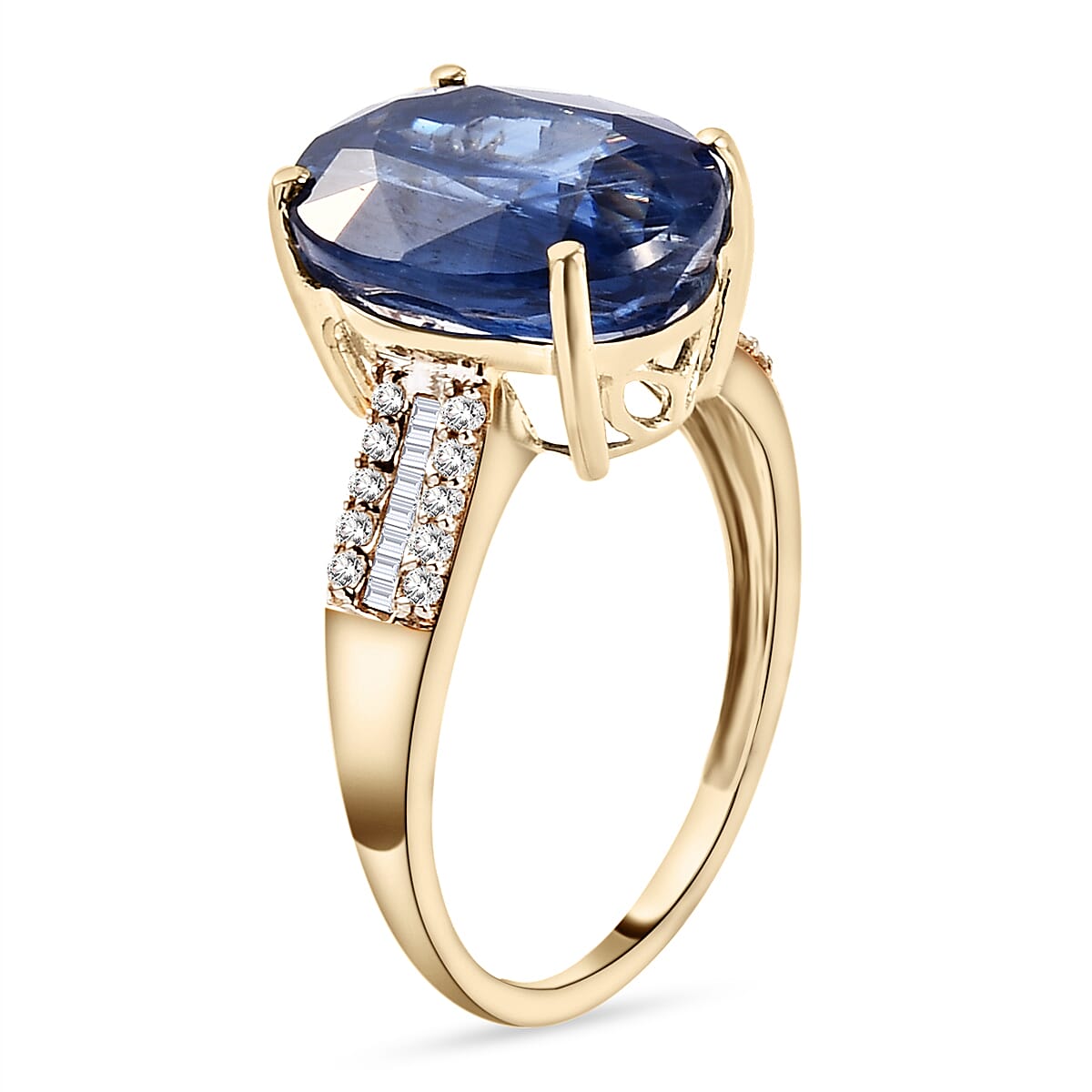 Collectors Dream - 9K Yellow Gold Kashmir Kyanite and Diamond Ring 6.18 Ct. 8728430 4