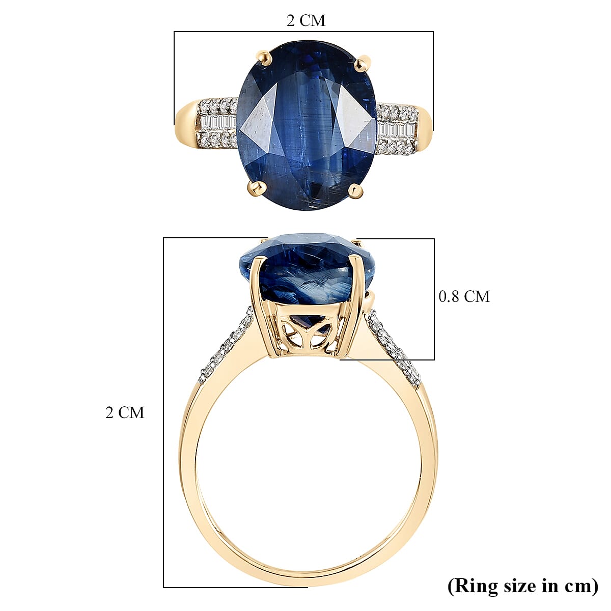 Collectors Dream - 9K Yellow Gold Kashmir Kyanite and Diamond Ring 6.18 Ct. 8728430 6