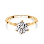 9K Yellow Gold Moissanite Solitaire Ring 1.21 Ct.