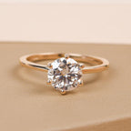 9K Yellow Gold Moissanite Solitaire Ring 1.21 Ct.