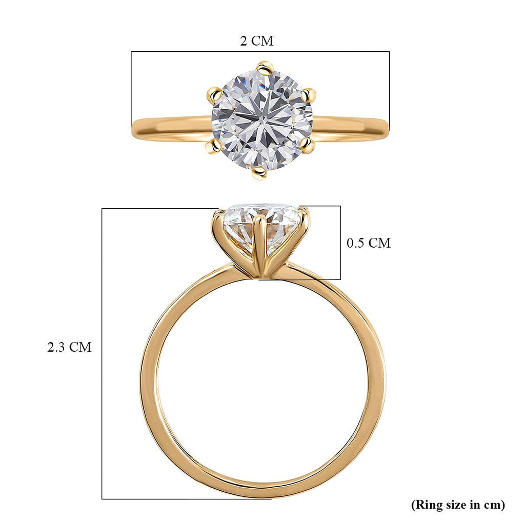 9K Yellow Gold Moissanite Solitaire Ring 1.21 Ct.