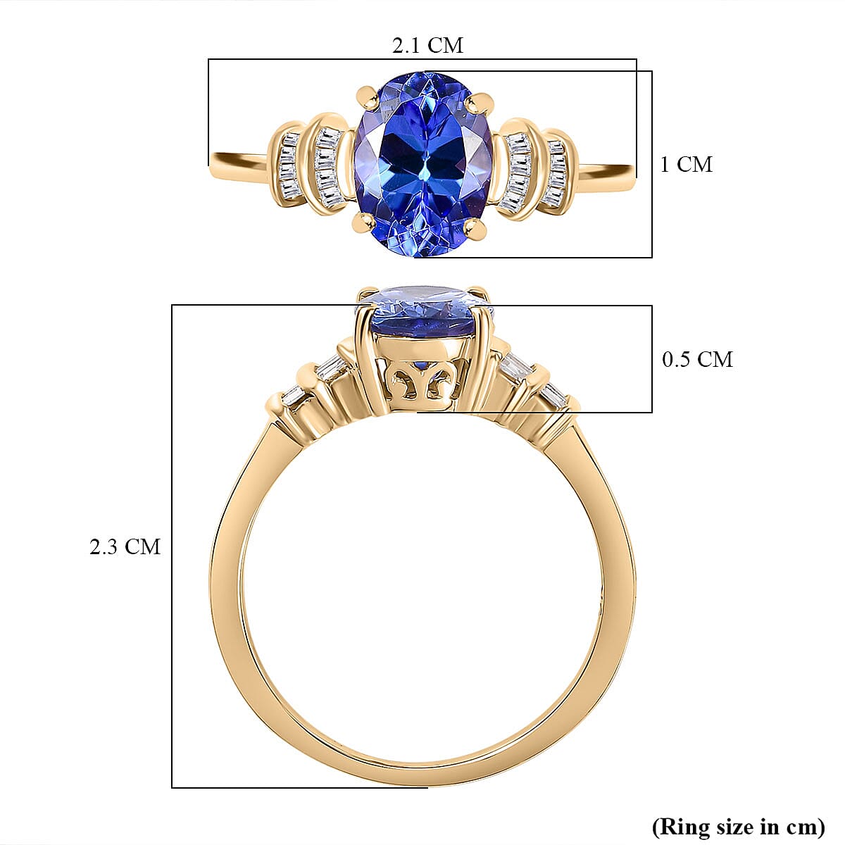 9K Yellow Gold Tanzanite and White Diamond Ring 1.85 ct 7967100 5