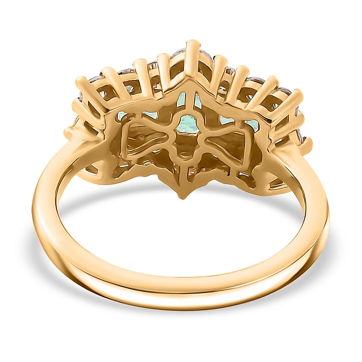 Boyaca Colombian Emerald, Moissanite Boat Ring in 18K Vermeil Yellow Gold Sterling Silver 1.81 Ct. 7893823 4