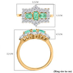 Boyaca Colombian Emerald & Moissanite Boat Ring in 18K Vermeil Yellow Gold Sterling Silver 1.81 Ct.