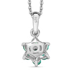 Colombian Emerald Flower Pendant with Chain (Size 20) in Rhodium Overlay Sterling Silver