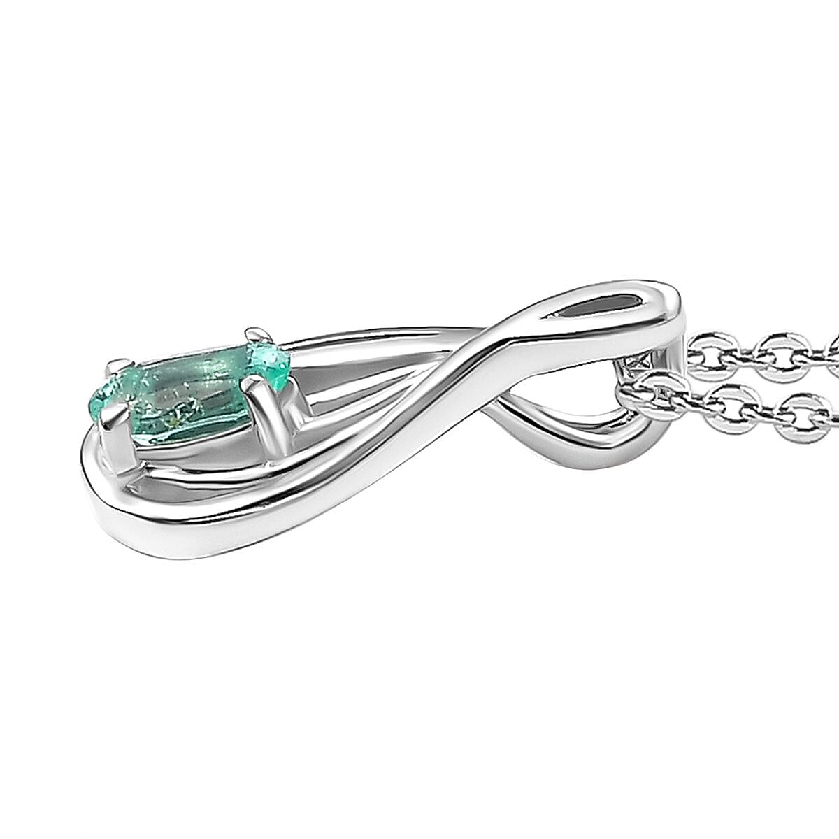 Colombian Emerald Pendant with Chain (Size 20) in Rhodium Overlay Sterling Silver 4307990 4