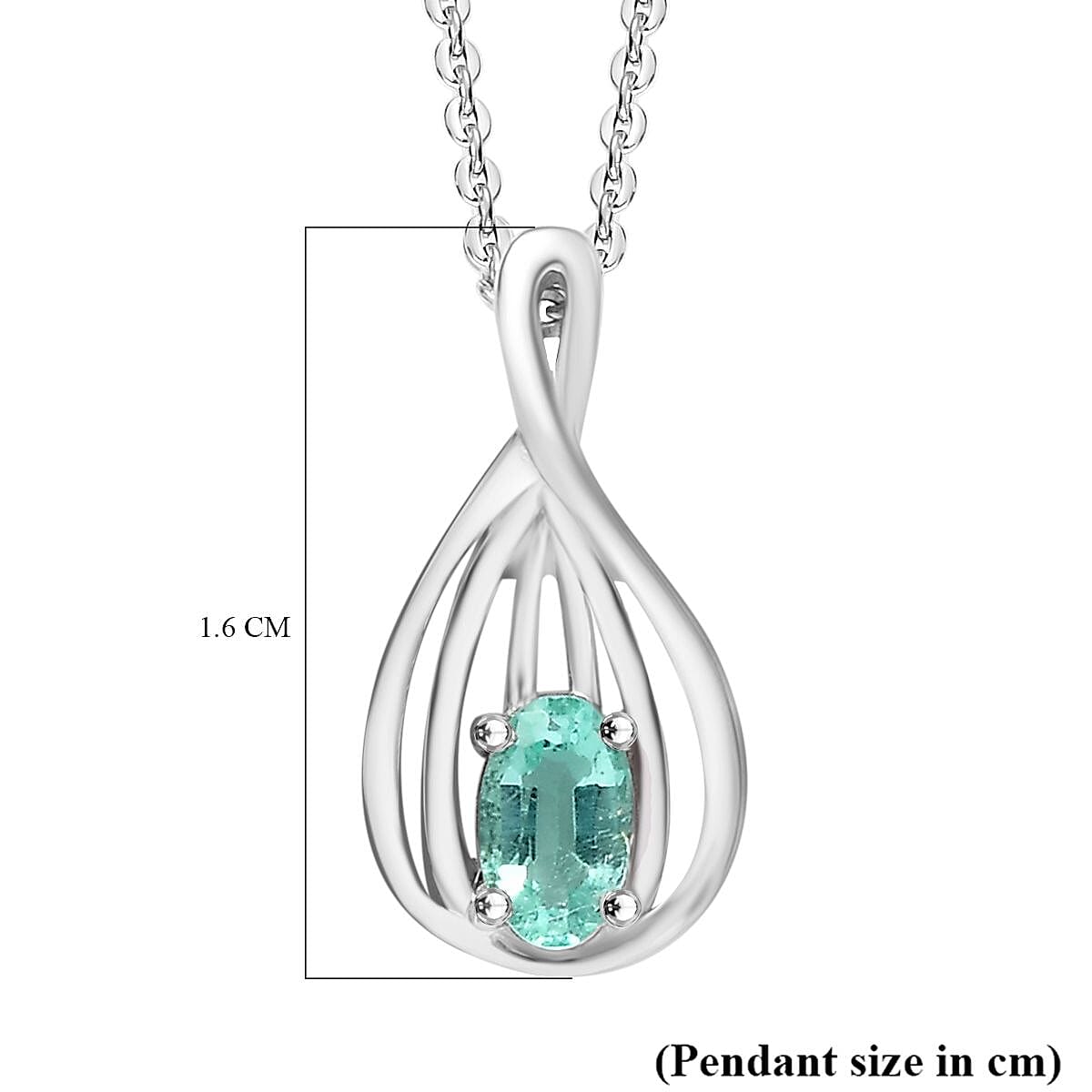 Colombian Emerald Pendant with Chain (Size 20) in Rhodium Overlay Sterling Silver 4307990 7