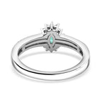 Colombian Emerald & White Zircon Ring in Rhodium Overlay Sterling Silver