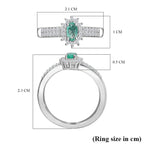 Colombian Emerald & White Zircon Ring in Rhodium Overlay Sterling Silver