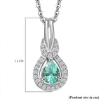 Colombian Emerald & White Zircon Pendant with Chain (Size 20) in Rhodium Overlay Sterling Silver