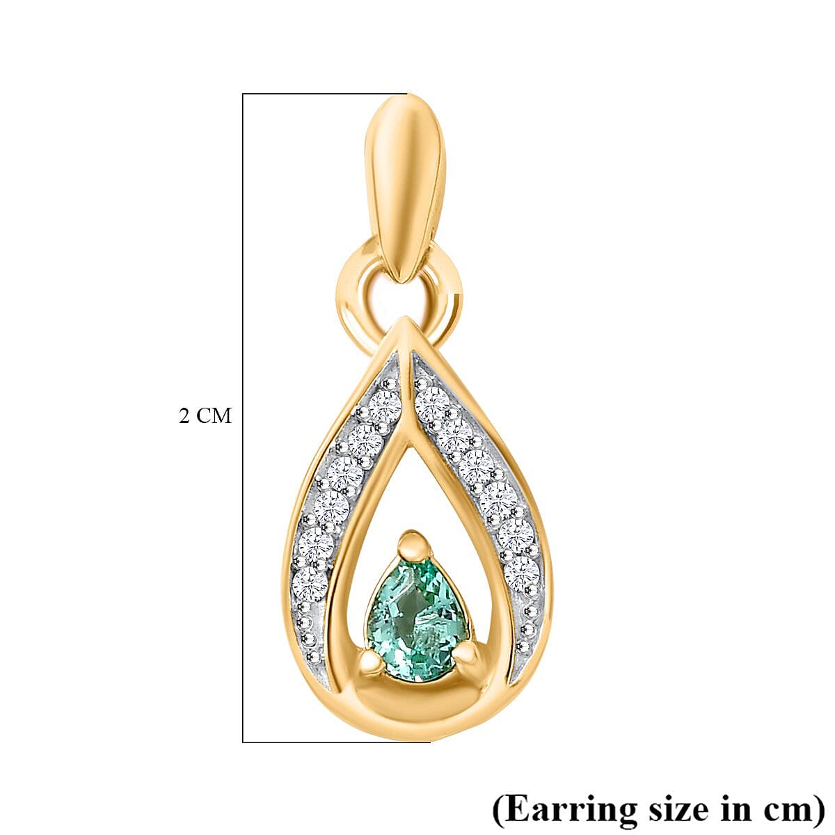 Colombian Emerald, White Zircon Drop Earrings in 18K Yellow Gold Vermeil Plated Sterling Silver 7895619 5